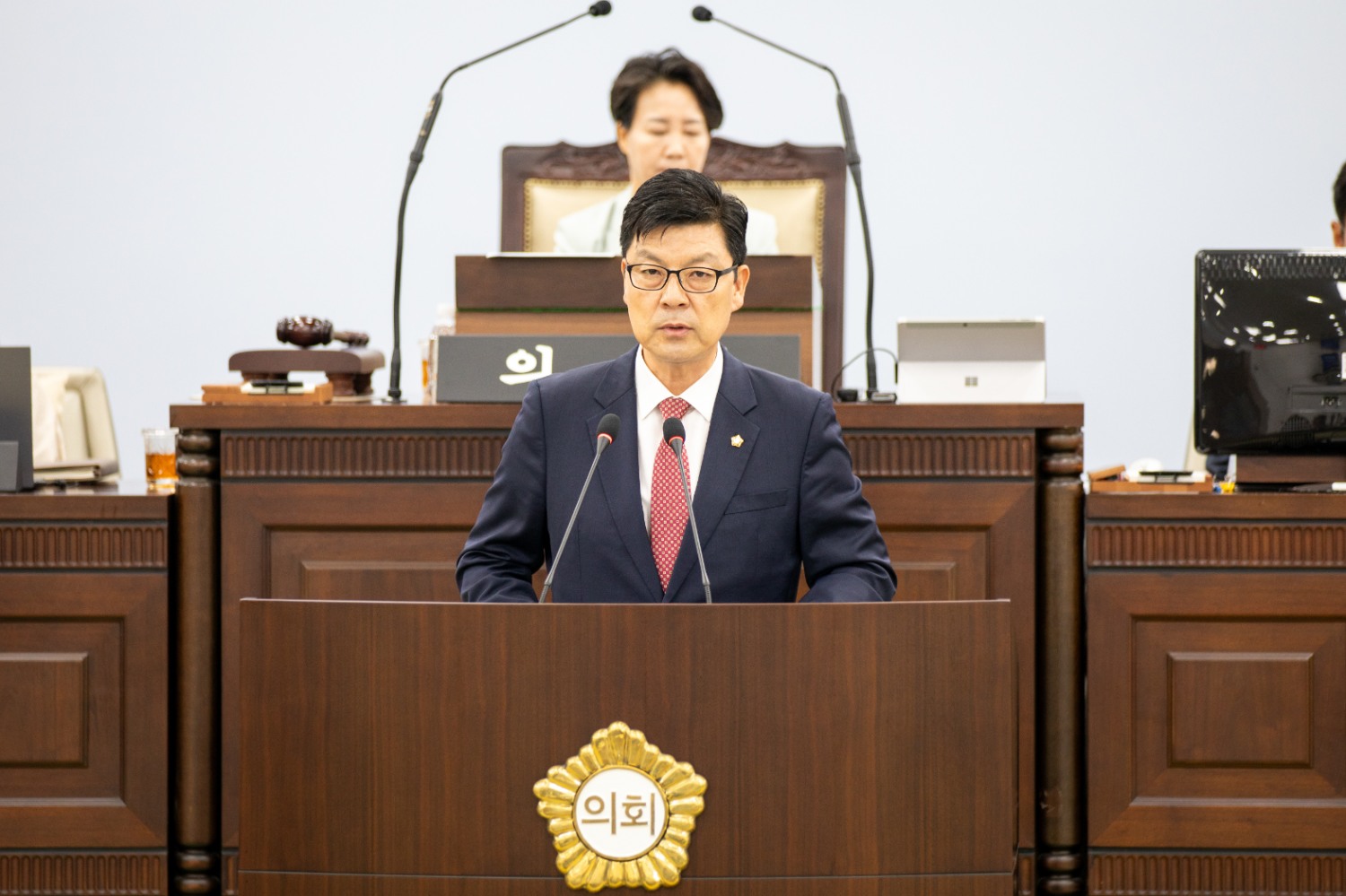 박창배 중구의원이 정례회 구정질문에서 민선 9기 집행부에 발전적인 전략을 주문하고 있다. /사진제공=중구의