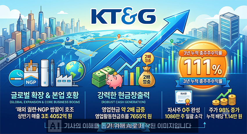 ▲ KT&G가 3년 누적 TSR 111%를 기록했다. 이미지=생성형AI