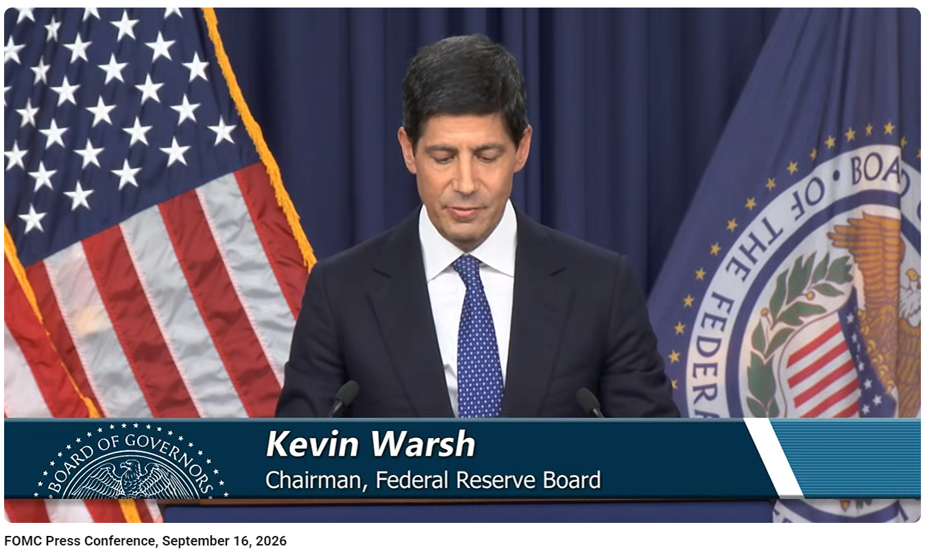 케빈 워시 미국 연준(Fed) 의장 기자회견(2026.09.16) / 사진출처= Federal Reserve 유튜브 채널 갈무리