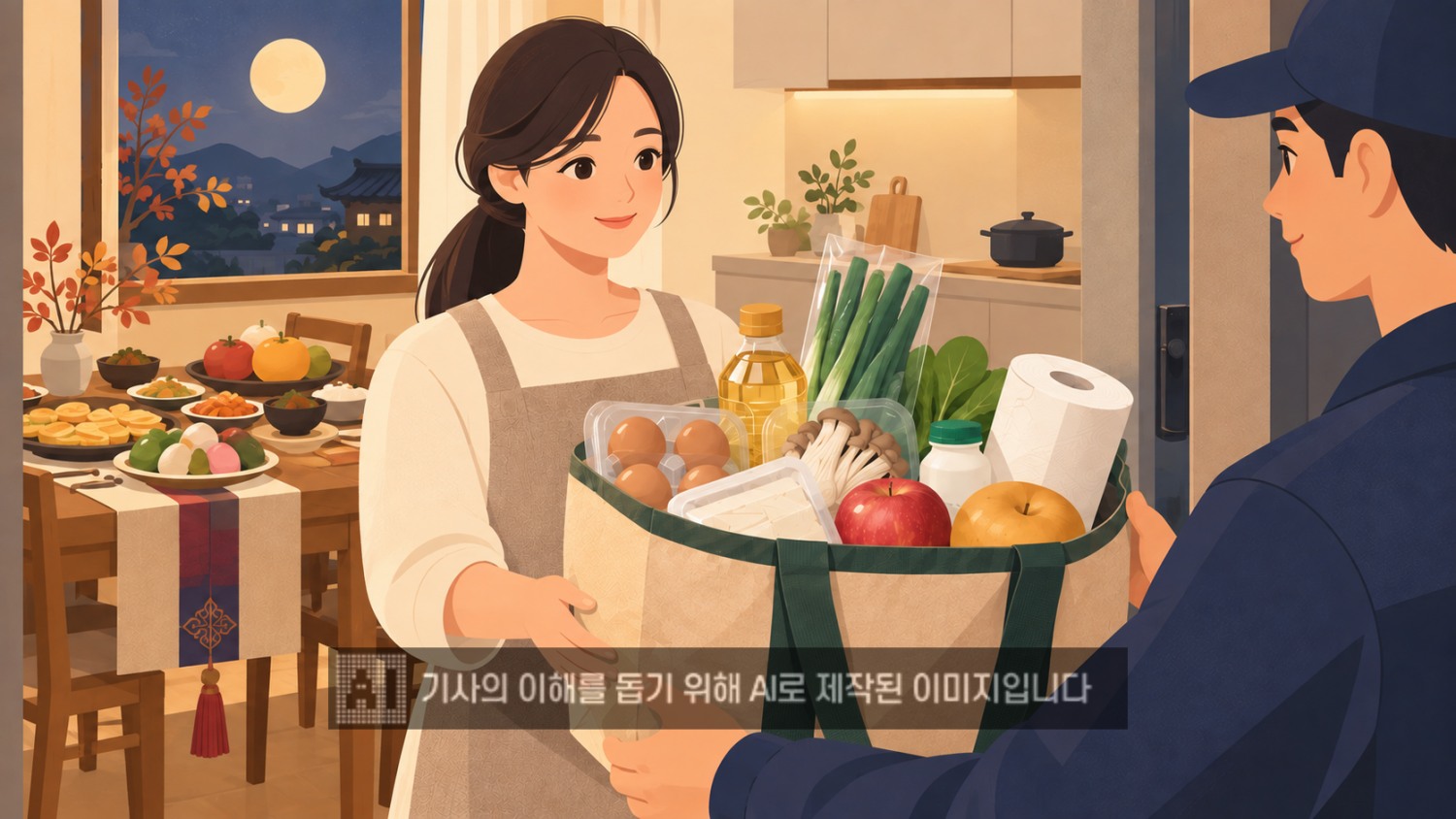 유통업계가 추석 연휴 기간 새벽배송과 당일배송 등 다양한 배송 서비스를 운영한다. /사진=생성형AI