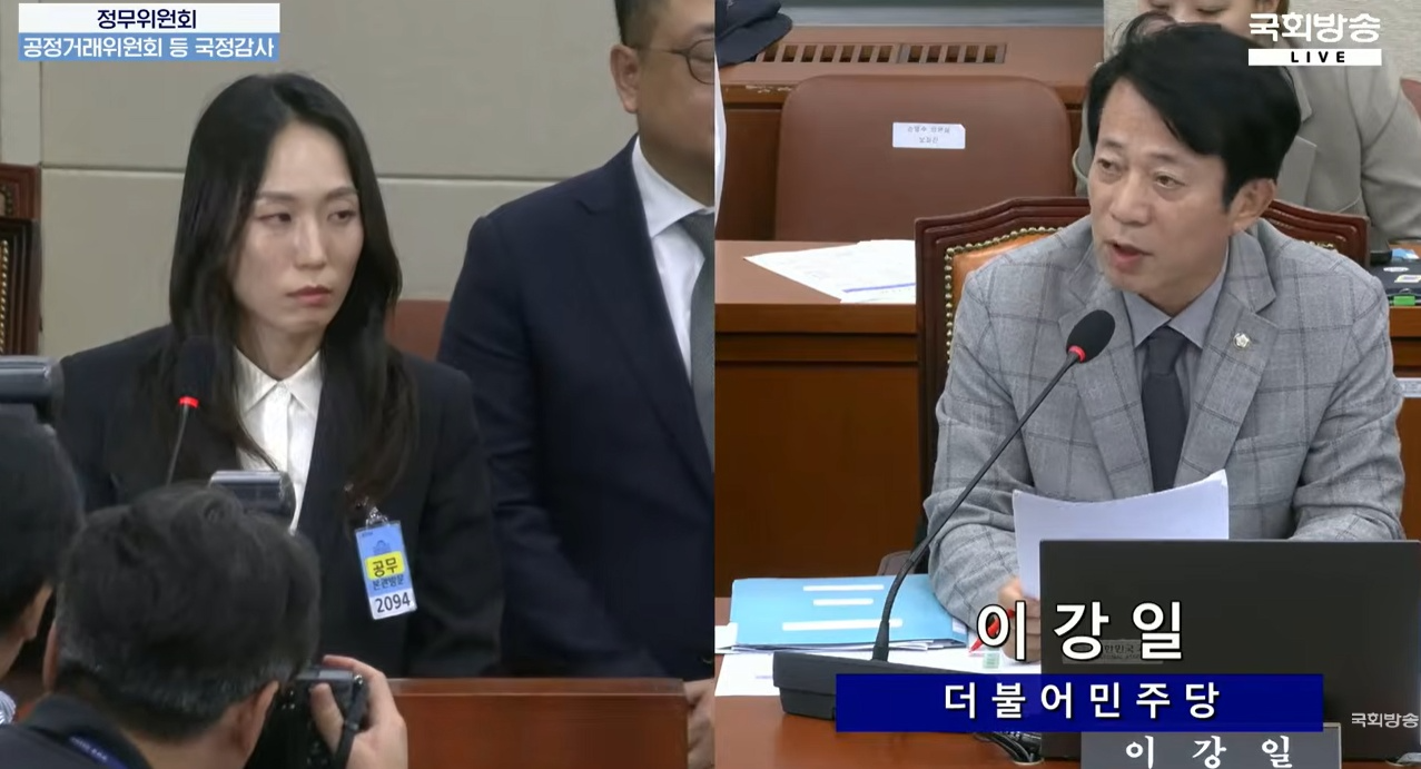 주성원 쿠팡 부사장이 이강일 더불어민주당 의원 질의에 답하는 모습. /사진=국회방송 유튜브 영상 갈무리