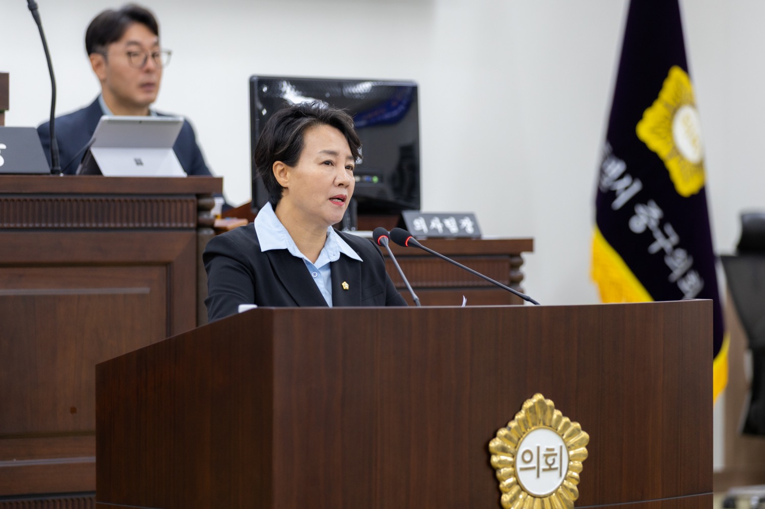 양은미 서울 중구의원이 본회의장에서 발언하는 모습. /사진제공=중구의회