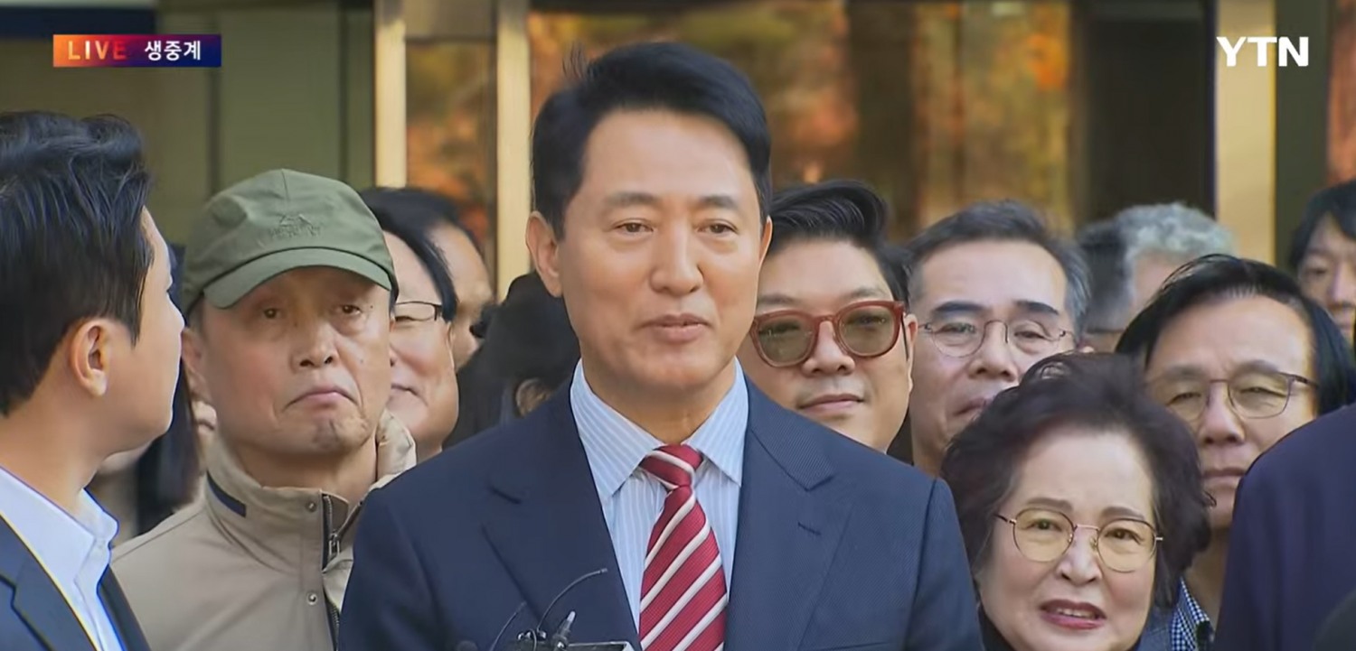 오세훈 서울시장이 2심 선고 후 소감을 밝히고 있다. /사진제공=YTN 방송 캡처