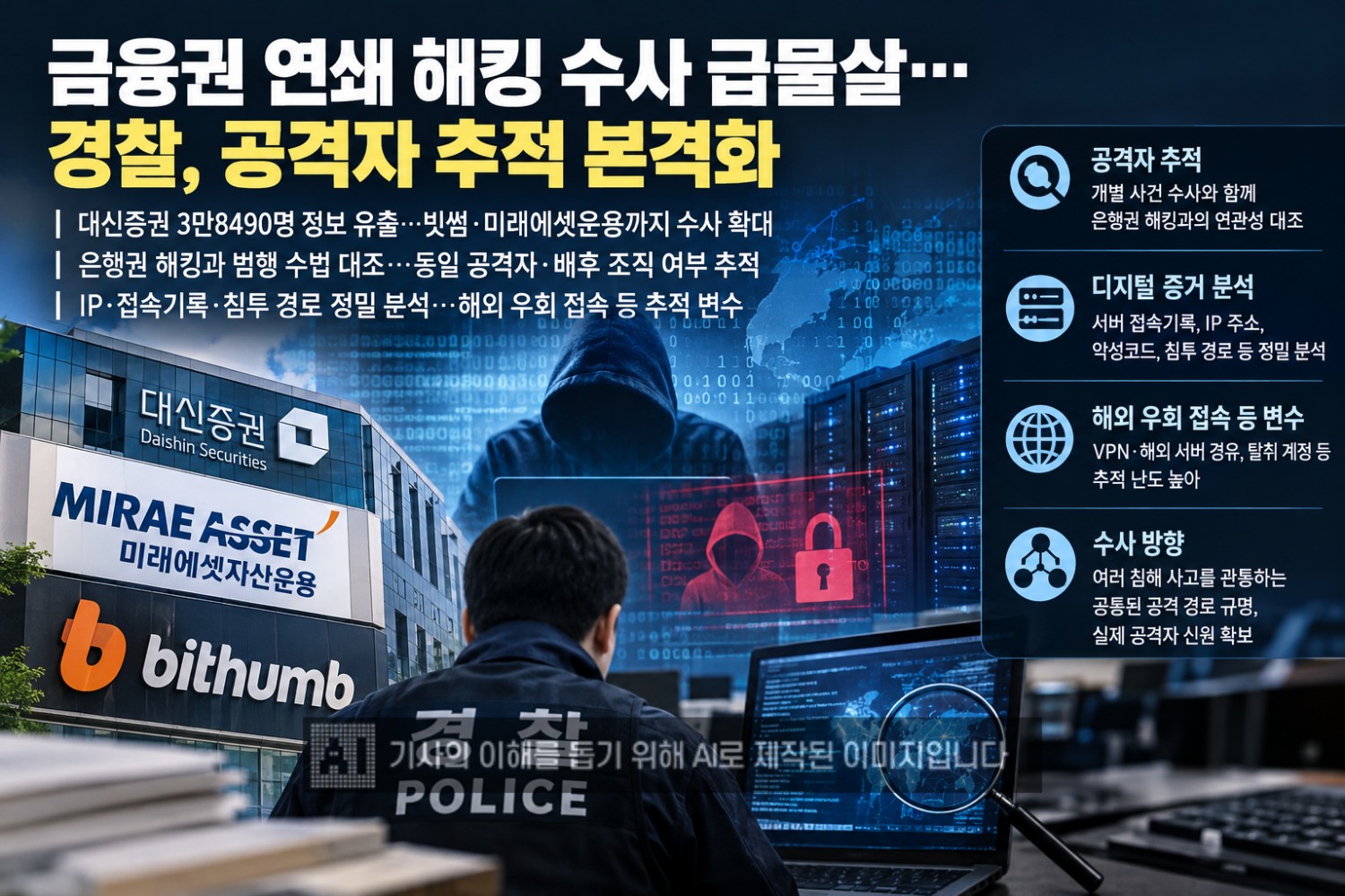금융권 연쇄 해킹 수사 급물살…경찰, 공격자 추적 본격화