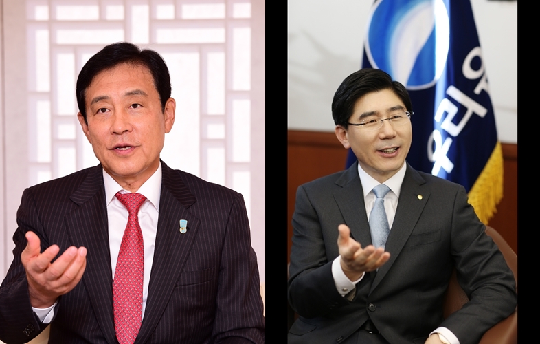 △김정태 하나금융지주 회장, 이광구 우리은행장