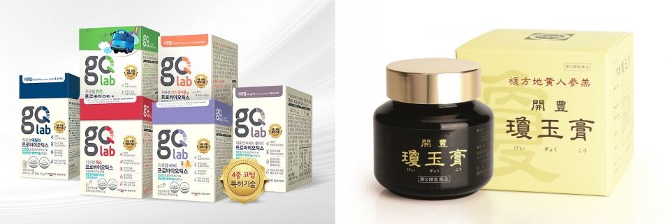 (왼쪽부터) 일동제약 지큐랩, 광동제약 개풍경옥고. 각사제공