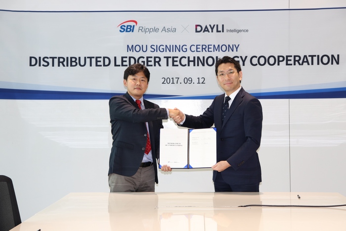 데일리인텔리전스가 12일 SBI Ripple Asia와 금융권 블록체인 도입을 위한 기술 제휴를 맺었다.
