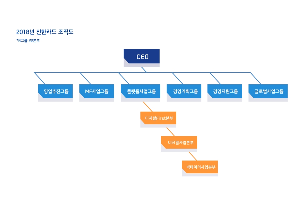 신한카드 2018년도 조직도./사진=신한카드
