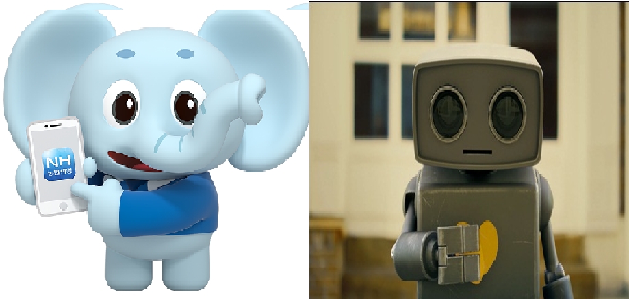 △NH농협생명 마스코트 캐릭터 '코리' (좌), 현대해상 마스코트 캐릭터 '마음봇' (우) / 사진=각 사