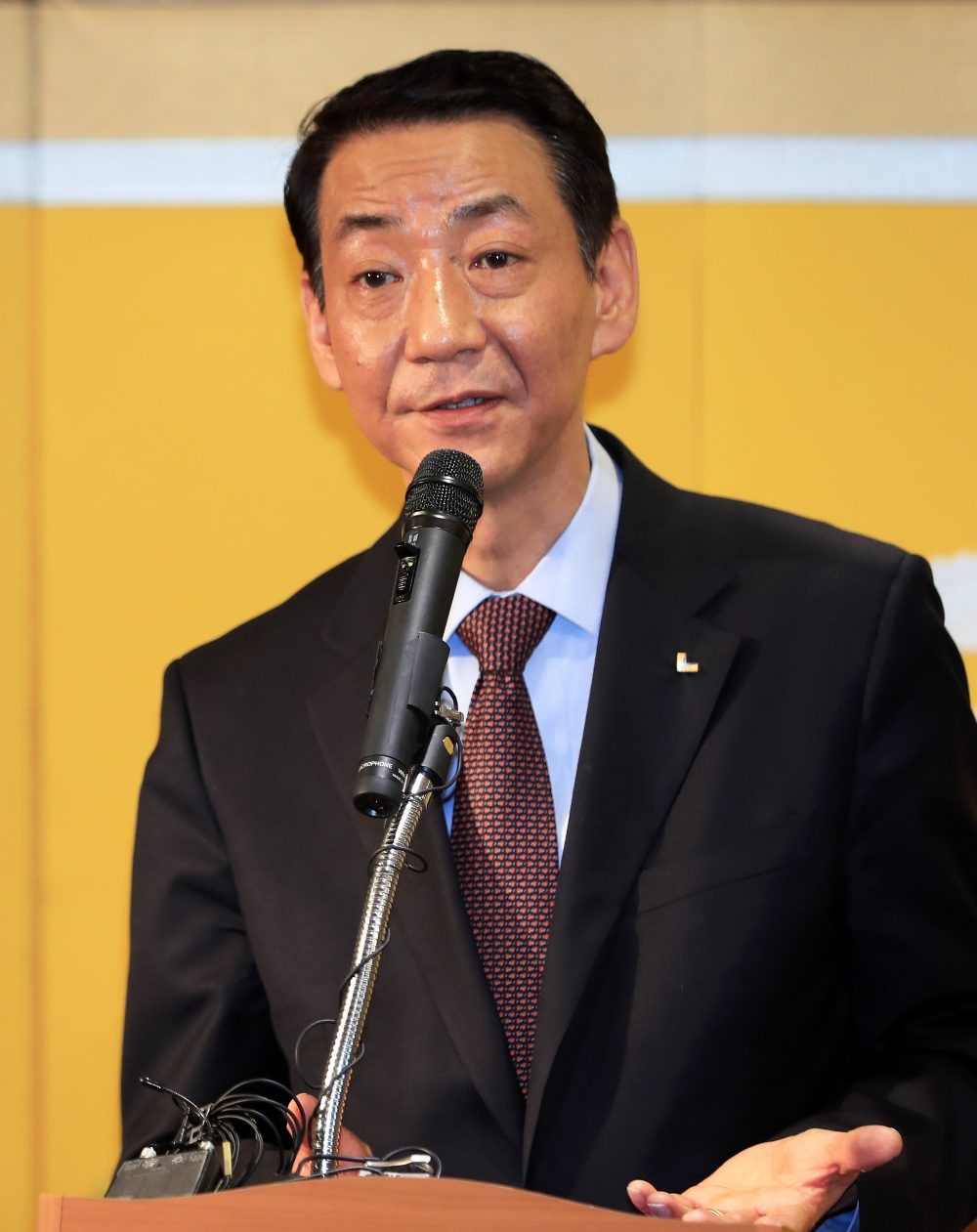 5일 오전 서울 여의도의 한 음식점에서 열린 취임 기자간담회에서 권용원 제4대 금융투자협회장이 취임사를 하고 있다./사진=금융투자협회