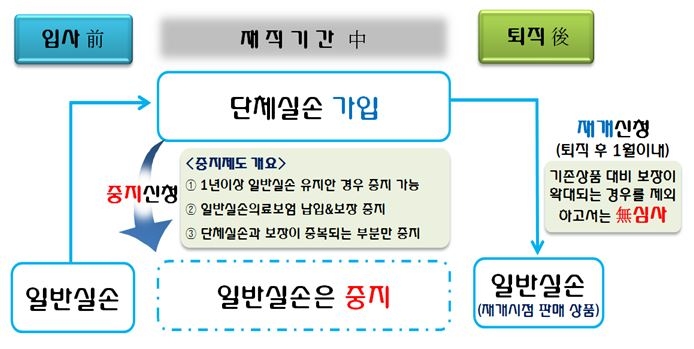 △실손의료보험 전환, 중지 연계제도 도해도 / 자료=금융감독원