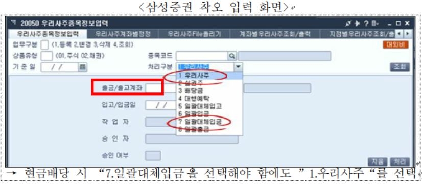 삼성증권 착오 입력 화면. 자료=금융위원회