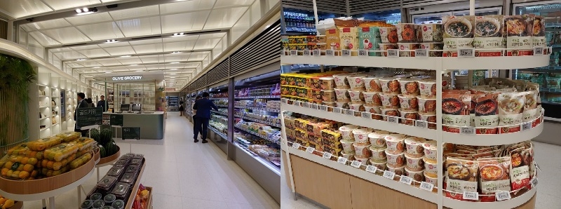 가정간편식(HMR) 전문 플래그십 스토어 '올리브마켓' 내에 위치한 올리브 그로서리. 매장에서는 CJ제일제당의 대표 HMR 제품을 판매한다. 신미진기자