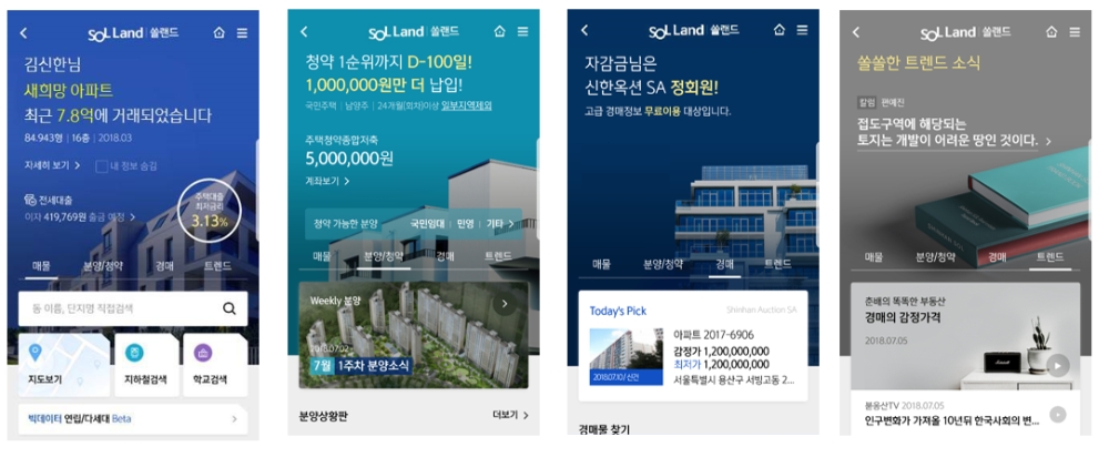 신한 쏠 랜드(SOL Land) 메인화면 / 사진제공= 신한은행
