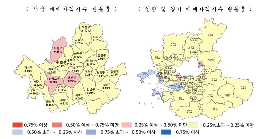 2018년 7월 5주 아파트 매매가격 동향. /자료제공=한국감정원