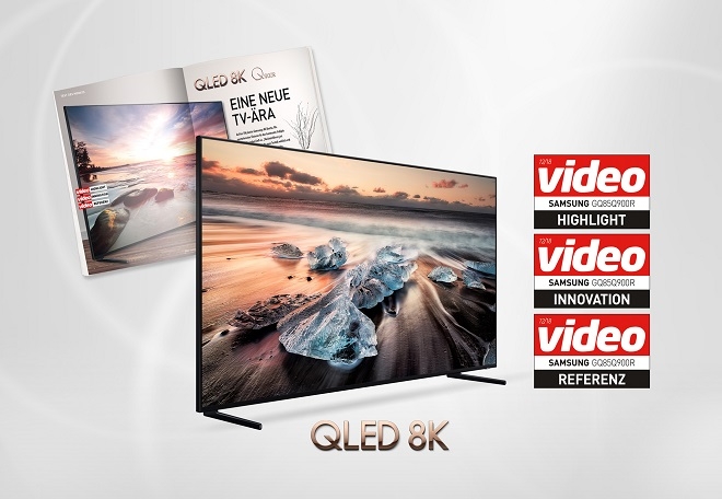 삼성전자가 최근 출시한 ΄QLED 8K΄ TV가 권위 있는 독일 AV 전문 평가지 '비디오(Video)'로부터 최고의 TV라는 평가를 받았다. 출처=삼성전자.