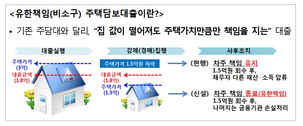 유한책임(비소구) 주택담보대출 / 자료= 금융위원회