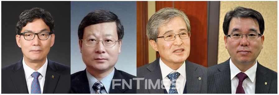 왼쪽부터 연임한 이대훈 농협은행장, 오병관 농협손보 대표, 그리고 신규 선임된 홍재은 농협생명 대표 내정자, 이구찬 농협캐피탈 대표 내정자. / 사진= 농협금융지주