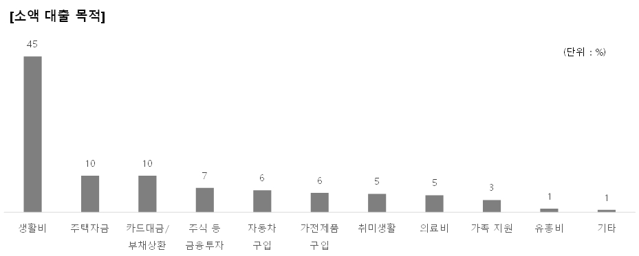신한은행, ‘2019 보통사람 금융생활 보고서’ 중 2030 소액대출 목적 / 자료= 신한은행