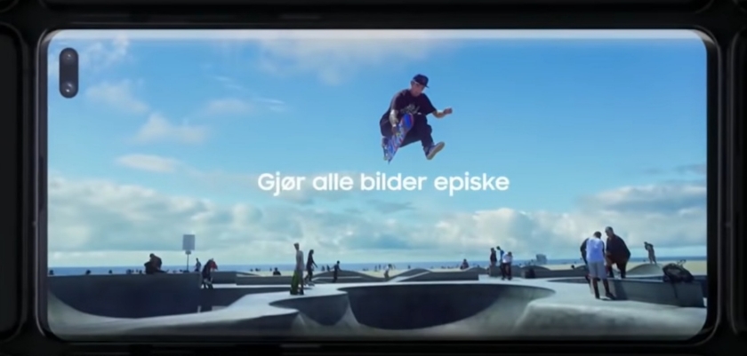 △갤럭시 S10의 광고 유출 장면 중 사진 부분/사진=오승혁 기자(알뷰 유튜브 캡처)