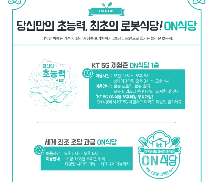△KT ON식당 초당 과금 시스템 및 5G 체험존 체험 내용 소개/사진=오승혁 기자(홈페이지 자료 편집)