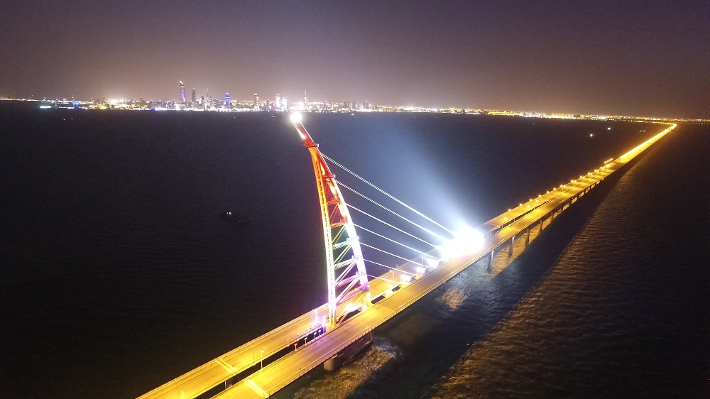 현대건설이 시공한 쿠웨이트 셰이크 자베르 코즈웨이 해상교량 메인브릿지. /사진제공=현대건설