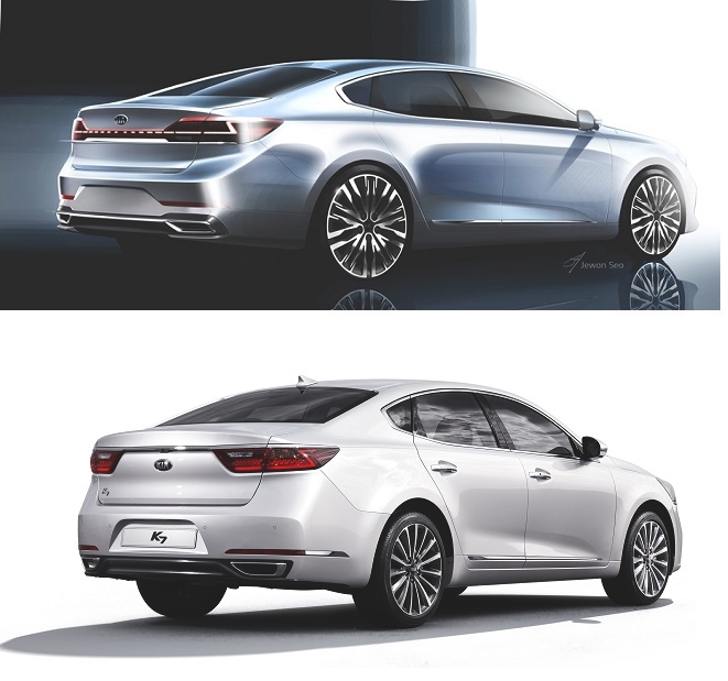K7 프리미어 랜더링(위)과 2세대 K7.