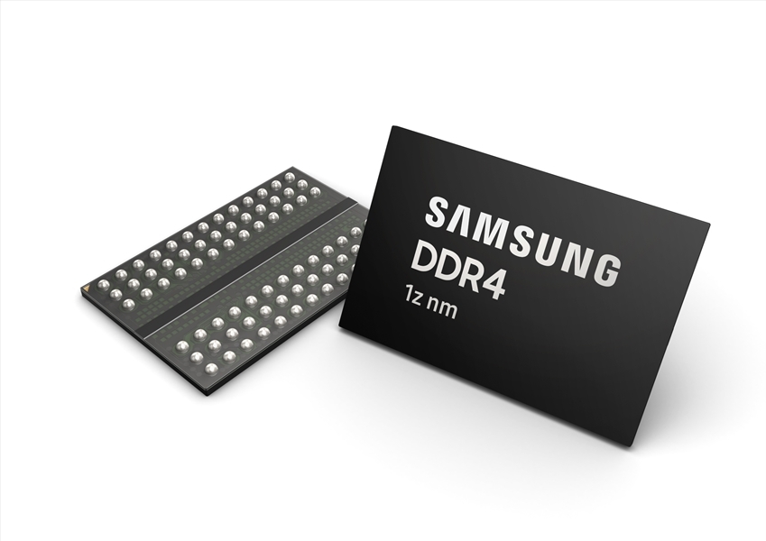 △2019년 3월 삼성전자가 세계 최초로 개발한 3세대 10나노급(1z) 8Gb DDR4 D램/사진=오승혁 기자(자료 편집)
