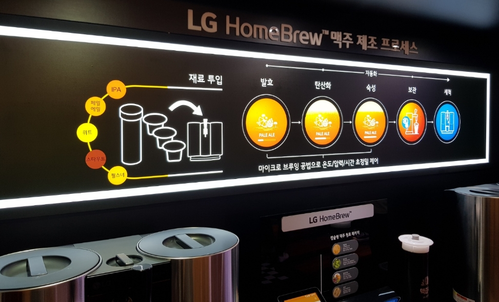 △LG 홈브루 맥주 제조 프로세스 설명/사진=오승혁 기자