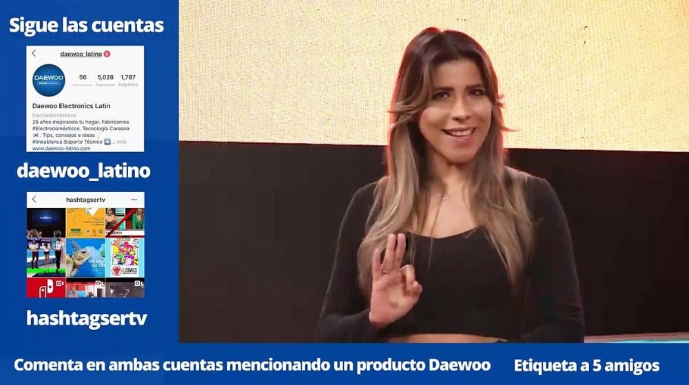 △위니아대우 파나마 법인이 진행한 현지 공영방송 Hashtag 프로그램의 생방송 모습/사진=대유위니아