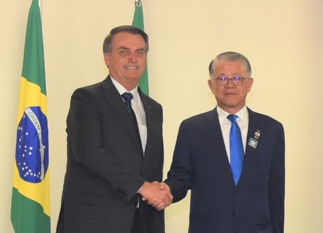 보우소나루 브라질대통령(왼쪽)과 최신원 SK네트웍스 회장. (사진=SK네트웍스)