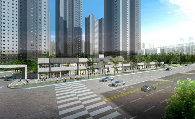 대우건설 '포일 센트럴 푸르지오' 단지내상가 투시도. /사진=대우건설