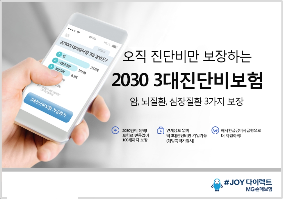 MG손해보험, ‘다이렉트 2030 3대진단비보험’ 젊은세대 관심 집중