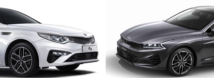 2.5세대 K5(왼쪽)과 3세대 K5.