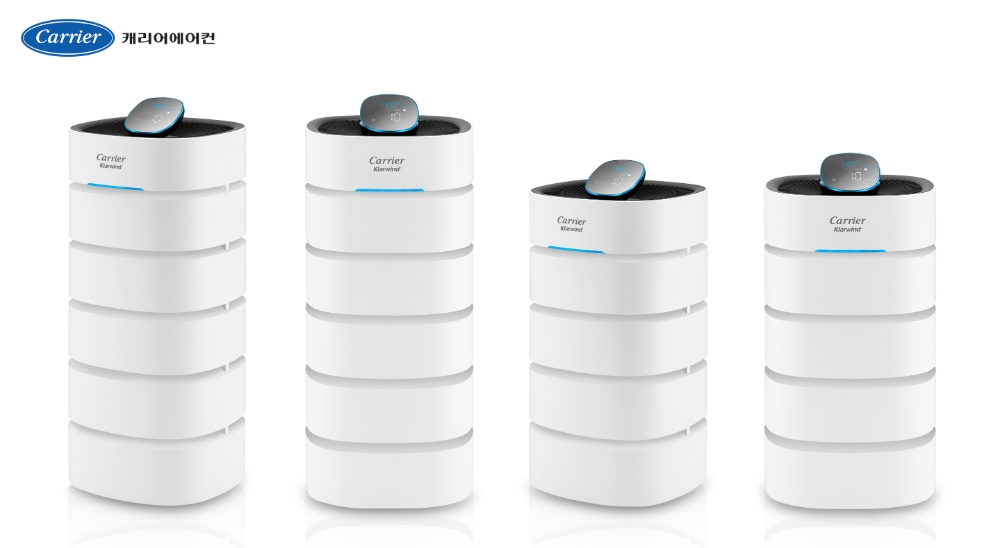 △캐리어에어컨의 2020년형 캐리어 클라윈드 에어컨 25평형(왼쪽 2대) 18평형(오른쪽 2대)의 모습/사진=오승혁 기자(자료 편집)