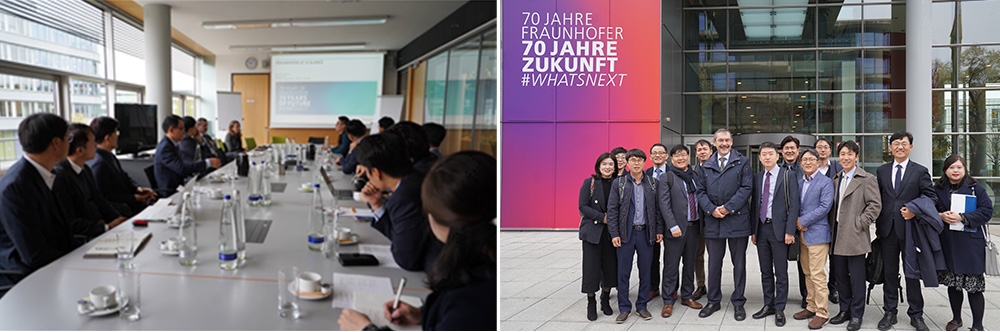 ▲'대전-뮌헨 IP Network Forum 2019' 참가단은 Fraunhofer International Business Development 부서를 방문하여 기관 설명을 듣고 있다. (사진=이근영 기자)