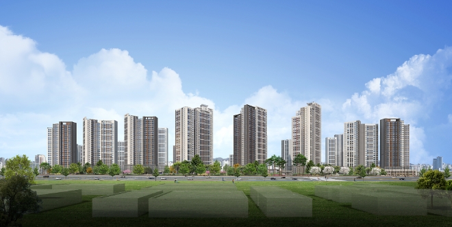 현대건설-대우건설이 공동으로 시공하는 힐스테이트 푸르지오 주안 투시도. 제공=현대건설