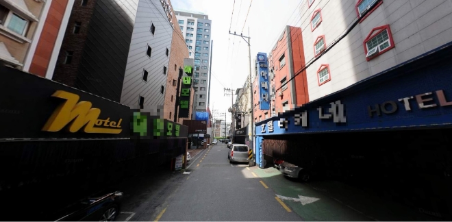 방이동 숙박촌 전경. 출처=카카오맵