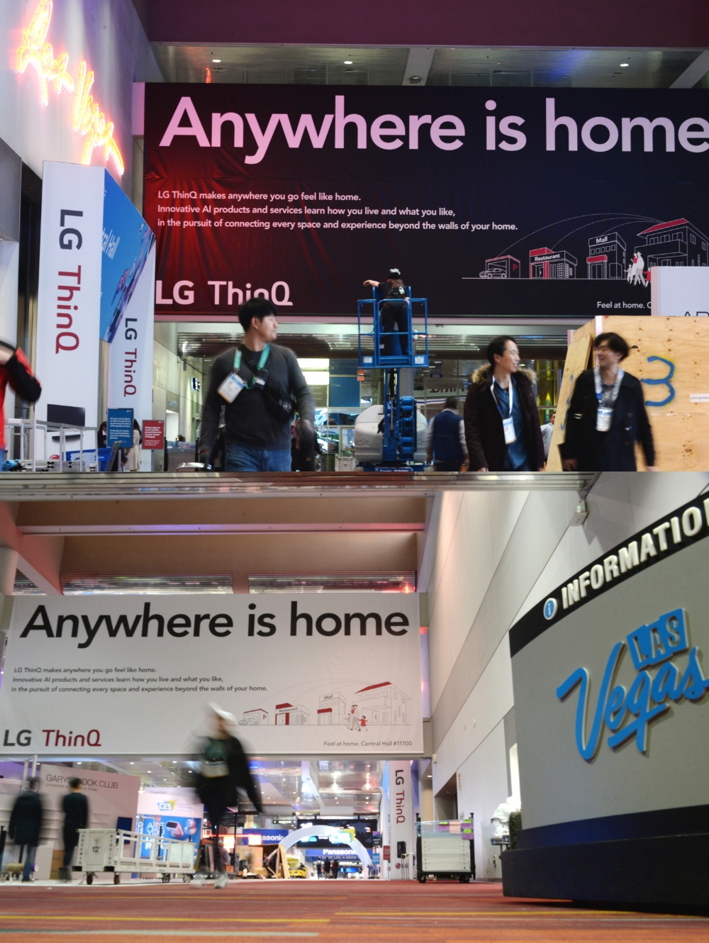 CES 2020이 열리는 미 라스베이거스 컨벤션센터에 설치된 LG전자 LG 씽큐 광고 모습/사진=LG전자 