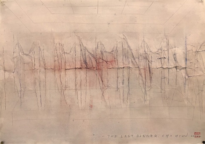 ▲박초현, The last dinner, 57×76㎝, 종이위에 분채, 2020, 200만원