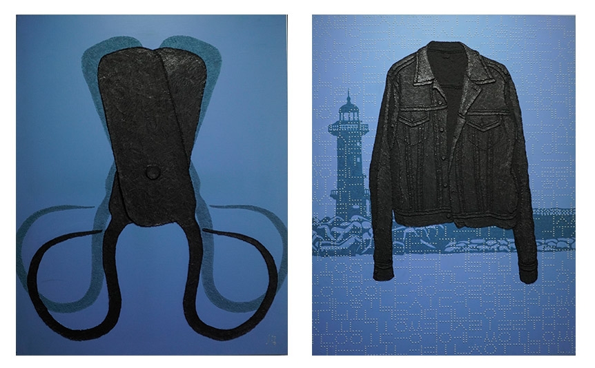 ▲권순익, 오늘(휴식), 캔버스에 혼합재료, 72.7×60.6㎝(20F), 2011, 500만원권순익, 전환(轉換.conversion), 캔버스에 혼합재료, 72.7×60.6㎝(20F), 2011, 500만원