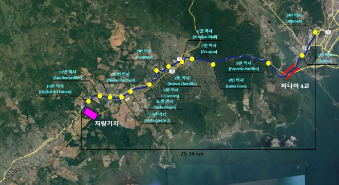 파나마 메트로 3호선 공사 위치도. /사진=현대건설.