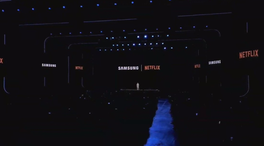 삼성전자의 갤럭시 언팩 2020에서 넷플릭스와의 협업 발표 모습/사진=갤럭시 언팩 2020 자료 편집