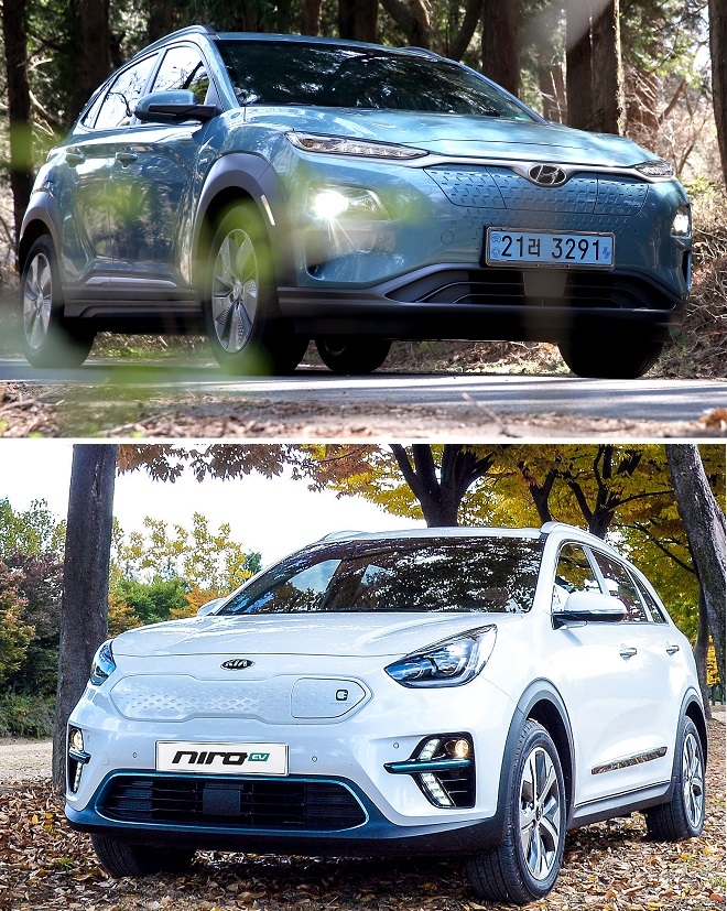 코나 일렉트릭(위)와 니로 전기차. 사진=각 사.