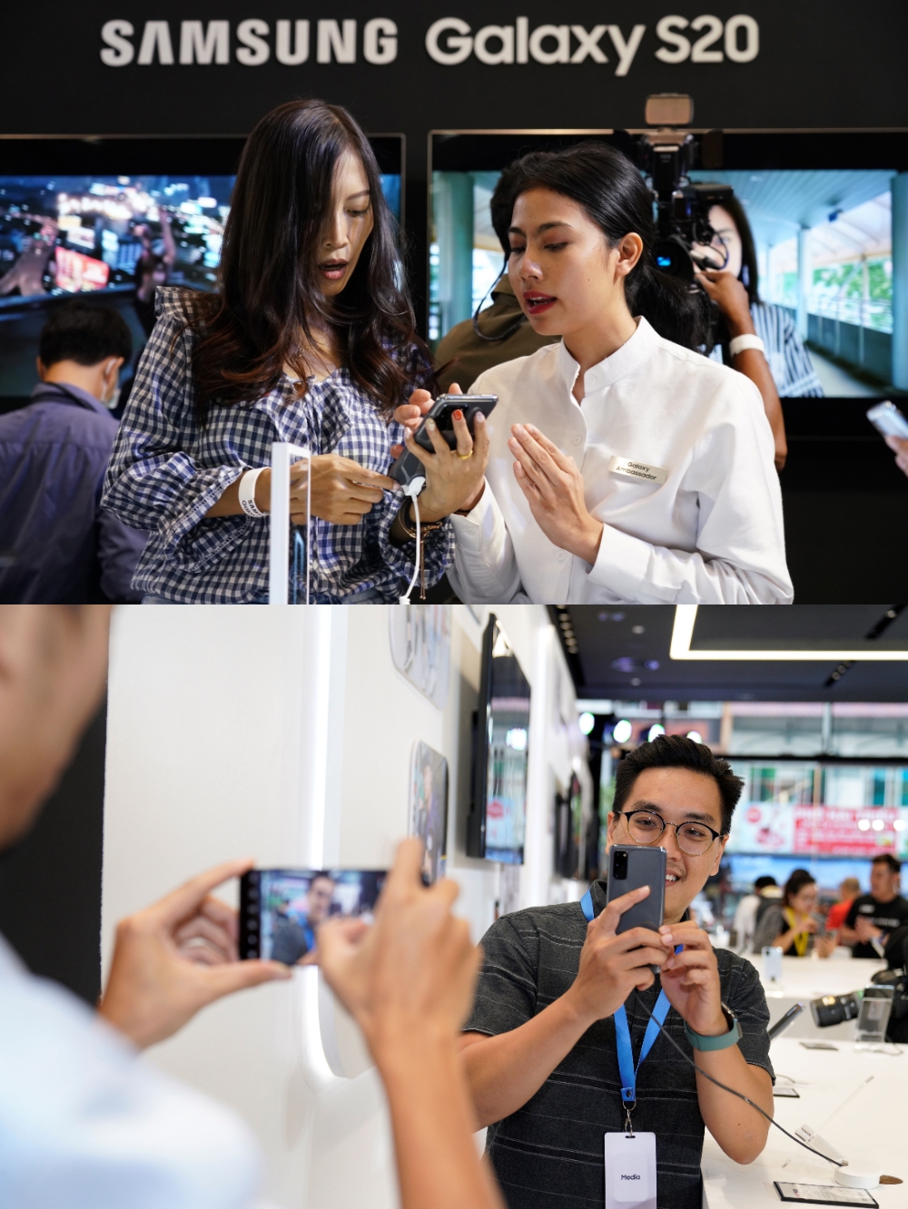 (상단부터) 태국, 베트남에서 진행된 삼성전자 갤럭시 S20 런칭 행사 모습/사진=삼성전자