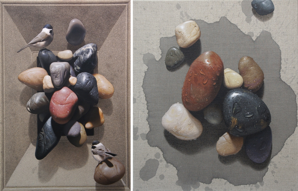 좌) monologue71, 117cmx80.5cm, acrylic,modeling past, sand, 2019 / 우) monologue143, 45.5cmx53cm, acrylic on canvas, 2020