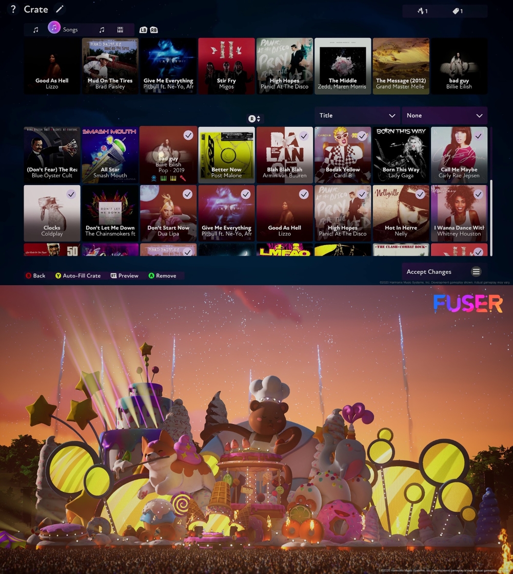 (위) 퓨저의 수록곡 (아래) 퓨저의 게임 스크린샷 이미지/사진=엔씨소프트