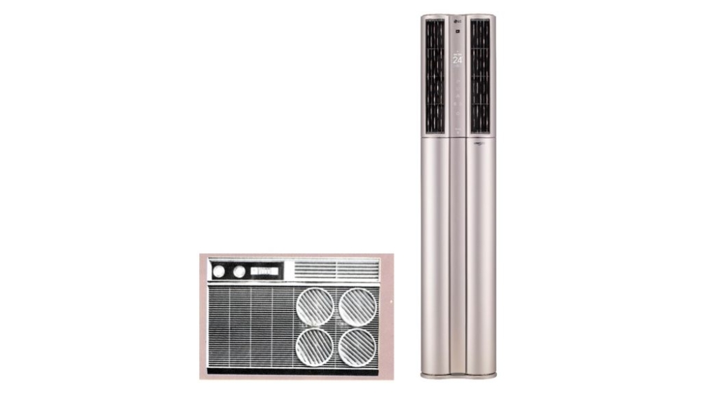 골드스타 에어컨(왼쪽)과 LG 휘센 씽큐 에어컨(오른쪽)/사진=LG전자