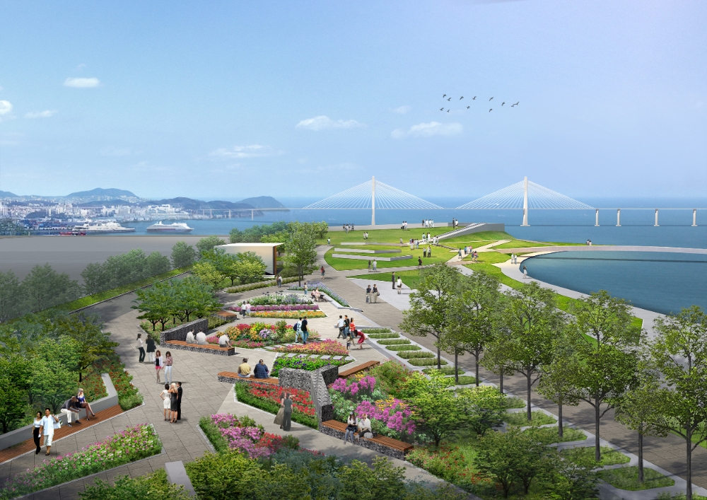 부산항 북항 1단계 재개발사업 친수공원 전망광장 조감도 / 사진=반도건설