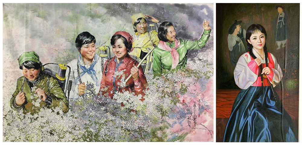 좌) 김현욱, 봄향기, 160×105cm, 2015, 우) 미상, 미인도, 115×67㎝